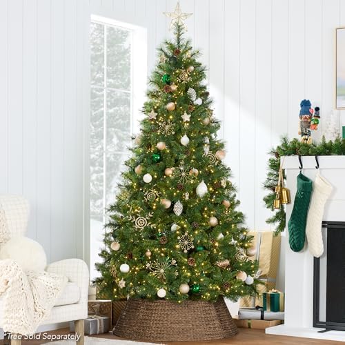Best Choice Products 36in Christmas Tree Collar, Woven Hyacinth 3-Piece Holiday Rattan Tree Skirt Accessory for Home w/Cord Cut-Out - Chestnut - Image 5