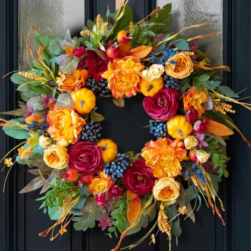 24 Inch Artificial Harvest Fall Wreath for Front Door,Porch & Entryway,Wall by CHVista
