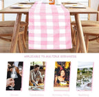 Cupuamon Fabric Checkered Table Runner 12 Pack Waterproof Gingham Table Runner 14W x 108L Buffalo Check Table Runners for Parties Kitchen Dining Wedding Banquet (Pink and White) - Image 3