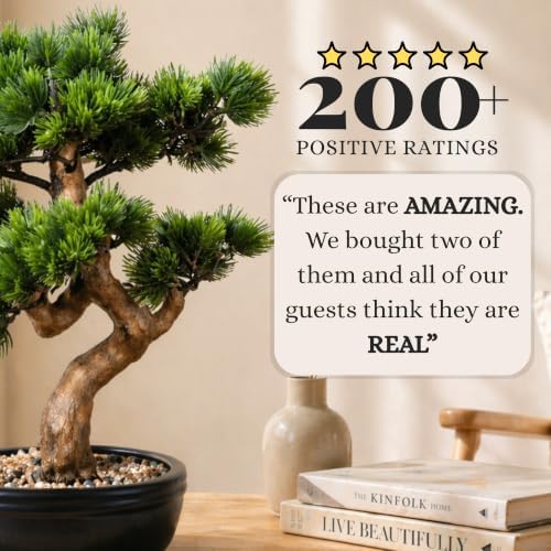 Artificial Bonsai Tree 16" Tall with Realistic Wood and Ceramic Pot, Fake Plants for Home, Bedroom and Office Desk, Japanese Decor - Image 5