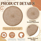 36 Pcs 13 Inch Round Woven Natural Placemat Burlap Boho Charger - Image 5