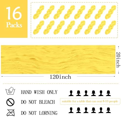 16 Pack Lemon Yellow Cheesecloth Table Runner 20 x 120 inch Gauze Table Runners 10 FT Long,Semi Sheer Boho Cheese Cloth Fabric Table Runner Bulk for Party,Wedding,Baby Shower,Bridal Shower Decoration - Image 2