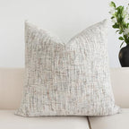 Textured Neutral Throw Pillow Covers 26x26 Set of 2 Soft Woven Chenille Euro Shams Decorative Boho Farmhouse Square Cushion Cases for Mid Century Modern Home Decor Bed Couch Sofa Living Room - Image 4