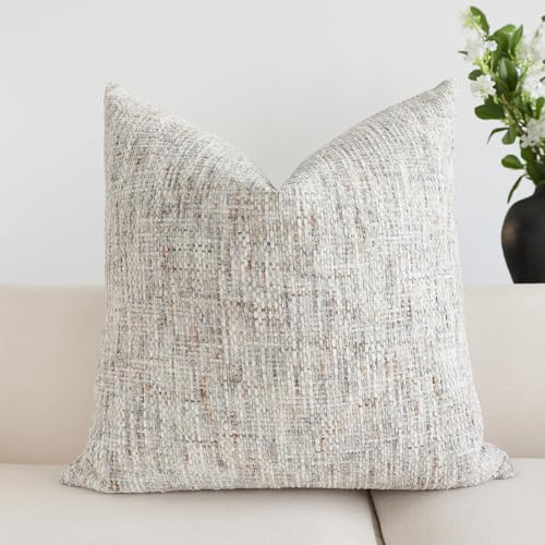 Textured Neutral Throw Pillow Covers 26x26 Set of 2 Soft Woven Chenille Euro Shams Decorative Boho Farmhouse Square Cushion Cases for Mid Century Modern Home Decor Bed Couch Sofa Living Room - Image 4