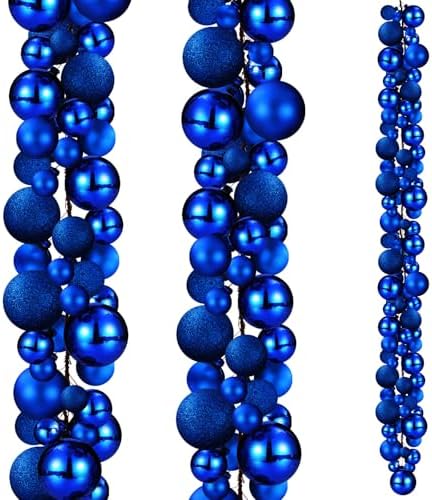 2 Pcs 6 ft Christmas Ball Ornament Garland, Navy Blue by Yuxung