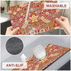 Strawberry Thief Red Placemats - Placemats Set of 4 Faux Leather Heat Resistant for Dinner Table, Non-Slip Waterproof Oil-Proof Washable Reusable Placemat for Indoor Outdoor Kitchen - Image 5