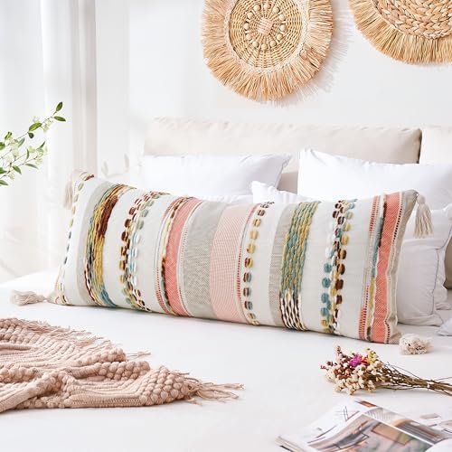 PANOD Boho Long Lumbar Throw Pillow Cover 14 x 36 Red Brown, Chenille Morocan Extra Long Pillow Case Cover, Decorative Long Pillow for Bed Couch Sofa Farmhouse - Image 6