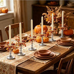 8 PCS Fall Taper Candle Rings Wreaths 1.38" Pumpkin Berries Wheat Taper Candle Holder Wreaths Thanksgiving Autumn Harvest Mini Floral Wreath for Pillar Candle Farmhouse Home Table Candlesticks Decor - Image 6