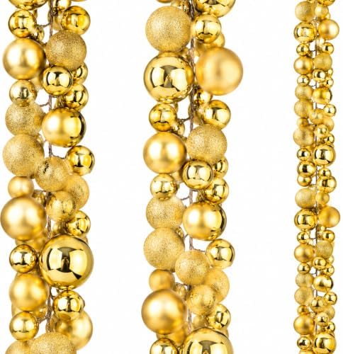 2 Pcs 6 ft Christmas Ball Ornament Garland, Mixed Gold by Yuxung