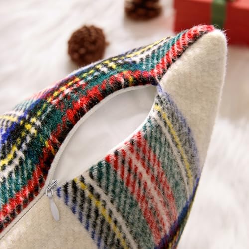 MIULEE Christmas Plaid Decorative Pillow Covers Set of 2 22x22inch White - Image 6