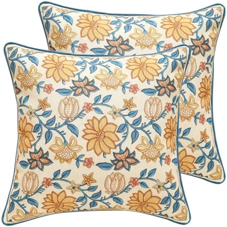 ISAENNE Linen Square Throw Pillow Cover,Set of 2,20"x12"-Estevan B by Isaennehomedecoration