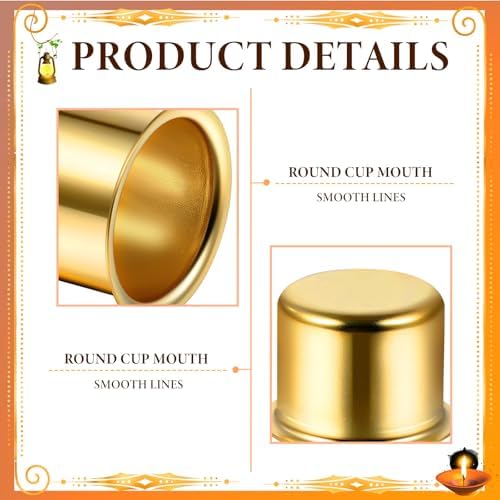 Sliner 100 Pack 0.87'' Gold Metal Candle Holders with Round Flat Base - Image 3