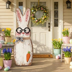 Yerliker 35 Inch Easter Wooden Porch Sign Wooden Bunny Standing Sign Decoration Easter Rabbit Outdoor Decor Bunny Shape Decor for Porch, Yard, Front Door, Garden, Patio, Outdoor by Yerliker