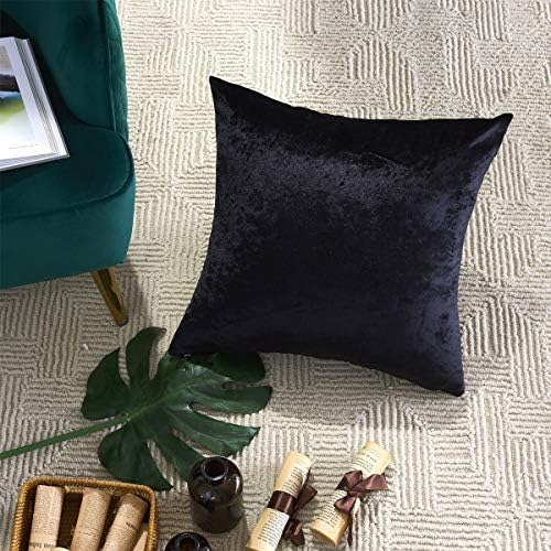 GIGIZAZA Black Velvet Decorative Throw Pillow Covers Cushion Cover Set of 4 Yellow Luxury Pillow Cases for Sofa (20x20inch(50x50cm)-4pcs, Black) - Image 2