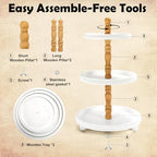 SYNCVIBE Wooden Farmhouse Round White 3 Tiered Decorative Tray Stand - Image 5