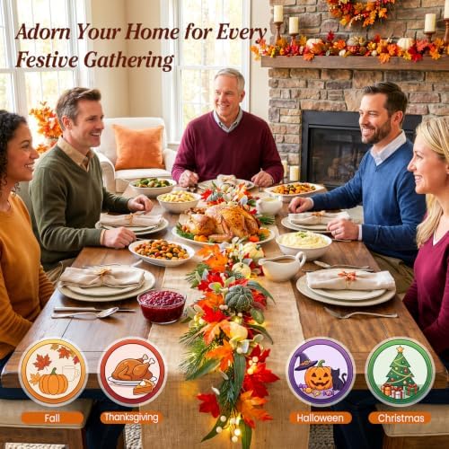 Lewondr 6ft Fall Garland with Lights for Mantel, 20 LED, Maple Leaves - Image 6