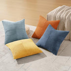 MIULEE Summer Yellow Blue Decorative Throw Pillow Covers 20x20 Inch Set of 4 Soft Corduroy Boho Patchwork Pillow Covers Modern Farmhouse Bright Home Decor for Sofa Living Room Couch Bed - Image 5