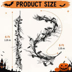 Riceshoot Halloween Garland for Mantle Fireplace Decor-6 ft Black Twig Garland with Bat Accents, Spooky Artificial Halloween Vine for Table Staircase Entryway Gothic Party Haunted House - Image 3