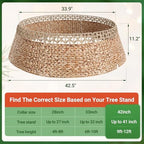 ELYKEN 42 Inch Woven Rattan Christmas Tree Collar, Stylish Seagrass & Water Hyacinth Xmas Tree Skirt for Artificial Trees, Wicker Tree Base Cover with Cord Cut-Out Farmhouse Tree Ring for Home Decor - Image 3