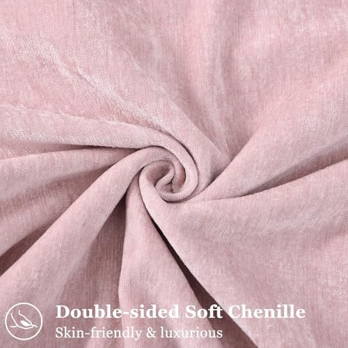 decorUhome Chenille Blush Pink Velvet Throw Pillow Covers 26x26 Set of 2 - Image 2
