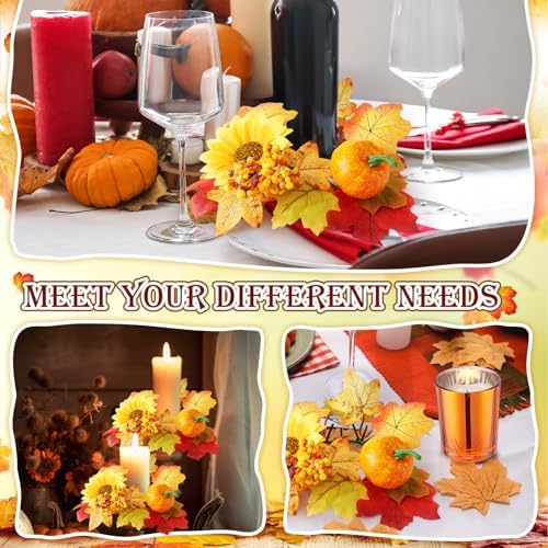 Umigy 6 Set Fall Candle Holders Glass Votive, Maple Leaf, Bright Color - Image 5