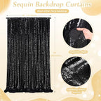 Black Sequin Backdrop Curtains,2 Panels 4FTx8FT Halloween Party Backdrop - Image 3