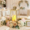 TRIROCKS Stainless Steel Decorative Lantern 12''H Metal Outdoor Candle Holder Hanging Candle Lantern with Tempered Glass for Christmas Home Wedding Living Room Parties Indoor Outdoor(Gold Trapezoid) by TRIROCKS