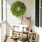 Large Boxwood Wreath for Front Door, 28" Artificial Spring and Summer Greenery Wreathwith White Flower Buds, All-Season Home Decor for Walls, Windows, Parties, Weddings, Indoor Outdoor - Image 6