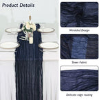 8 Pack Navy Blue Cheesecloth Table Runner 120 Inch Boho Wedding Decor - Image 3