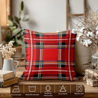 Batmerry Tartan Plaid Throw Pillow Covers, Royal Stewart Tartan Classic Red Scottish Plaid Decorative Pillow Covers Digital Printing Blended for Couch Sofa Bed Invisible Zipper 24X24 in(Set of 2) - Image 3