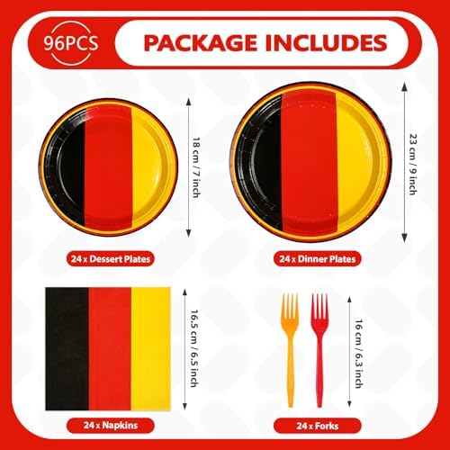 96 Pcs German Flag Themed Party Decorations, Serves 24 - Image 5
