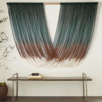 Macrame Wall Hanging Dip-Dye Green Boho Wall Decor Chic Fiber Yarn Wall Art Craftsmanship Bedroom Livingroom Nursery Apartment Home Decor 57" W x 35" L - Image 2