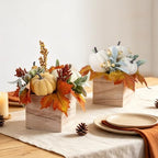 winemana Fall Decorations Artificial Pumpkin Gourd Berries Leaves, 2 Pack - Image 2