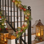 Valery Madelyn 6 Ft Christmas Garland with Lights for Mantle Red Gold - Image 5