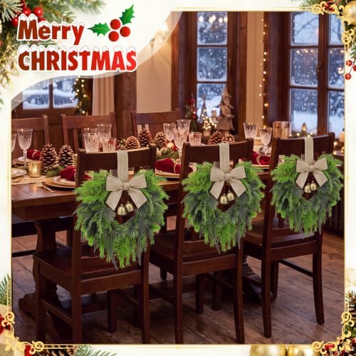 Dingion 4 Pcs 12 Inch Christmas Cabinet Wreaths for Kitchen with Ribbon Bow - Image 5