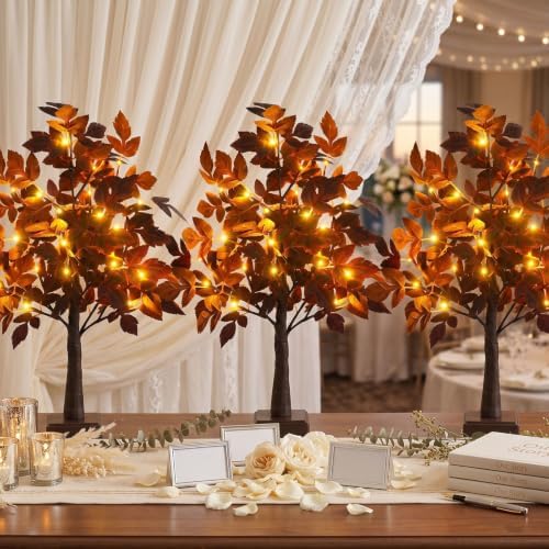 2.2 Ft 24 LED Lighted Trees for Indoor Decor Light Up Tree with Leaf Purple - Image 6