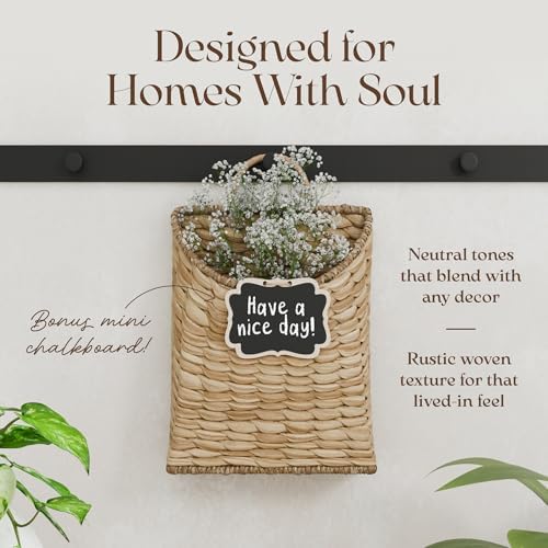Water Hyacinth Wall Hanging Basket for Front Door, Flat Back - Image 2