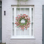 24" Spring Wreaths for Front Door Not Withering Artificial Floral Wreath with Wildflowers Summer Decorations for Indoor Outdoor Window Wall Farmhouse Porch Wedding Easter Home Decor Red Pink - Image 4