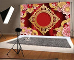 AOFOTO 8x6ft Chinese New Year Backdrop Red and Gold Paper-cuts Floral Lucky Clouds Traditional Spring Festival Asian Lunar New Year Background Room Decoration Banner Kid Portrait Photo Shoot Props - Image 4