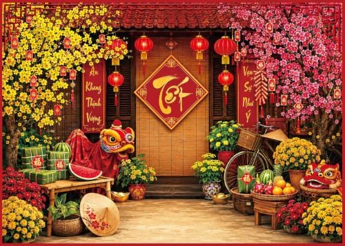 Vietnamese Lunar New Year Backdrop Vietnamese New Year Banner Decorations by PGSWEER