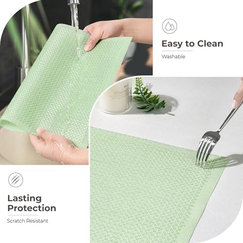 Leetaltree Woven Vinyl Placemats Set of 12, Crisp Green Sequin - Image 6