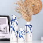 Blue Ceramic Vase Set - 3 Decorative Navy Blue and White Vase for Centerpieces, Farmhouse and Home Decor - Ideal for Living Room, Kitchen, Bedroom, Dining Table and Office Decor - Image 4