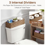 StorageWorks Toilet Paper Basket with Lid, Back of Toilet Baskets, Seagrass - Image 3