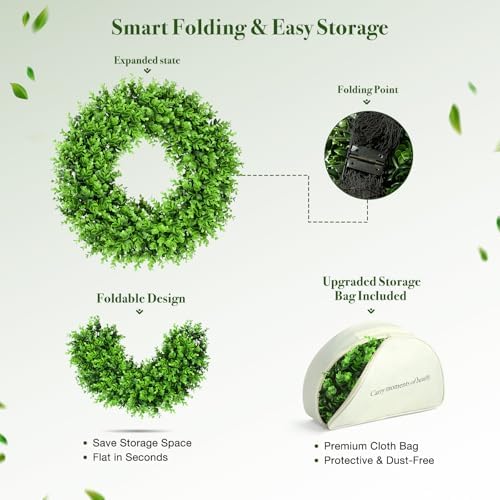 20" Boxwood Wreaths for Front Door – Boxwood Wreath with Sash - Image 7