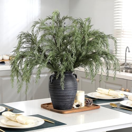 Giegxin 6 Pcs 36 Inch Christmas Artificial Cedar Branches Realistic Modern Greenery Norfolk Pine Stems Xmas Faux Pine Sprays Picks for Vase DIY Christmas Tree Garland Wreath, Festive Home Decor - Image 2