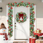 TURNMEON 9 Ft Prelit Artificial Christmas Garland Decor Timer 50 Lights 8 Modes Berry Snowy Bristle Pinecone Battery Operated Xmas Christmas Decoration Mantle Fireplace Home Indoor Outdoor - Image 4