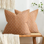 MIULEE Pack of 2 Decorative Burlap Linen Throw Pillow Covers Farmhouse Pillowcases Modern Rustic Woven Textured Cushion Cover for Sofa Couch Bed 24x24 Inch Brick by MIULEE