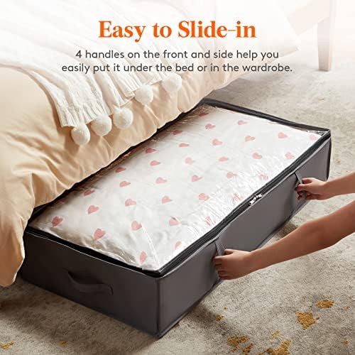 Lifewit 95L 6 Pack Under Bed Storage Containers, Large Capacity Blanket Storage Bags with Reinforced Handle, Organization and Storage for Comforters, Sheets, Clothes, Bedroom, College Dorm, Grey - Image 3