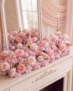 36inch Aisle Flower Garland with Chiffon Sheer Drape, Mixed Pink Artificial Flowers Rose with Hydrangea, Floral Runner for Wedding Arch, Backdrop, Reception Table Decor, Ceremony Pathway - Image 5