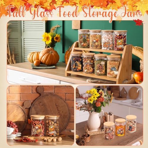 Potchen 8 Pcs 19oz Fall Glass Cookie Jars, Pumpkin Truck Leaves - Image 5